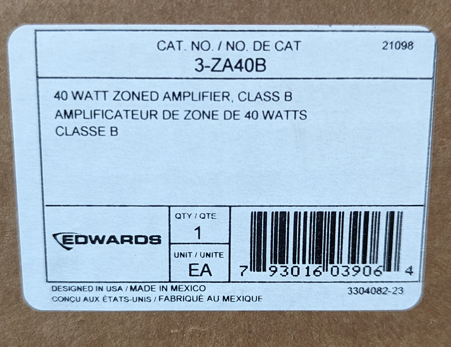 Edwards 3-ZA40B Audio Amplifier
