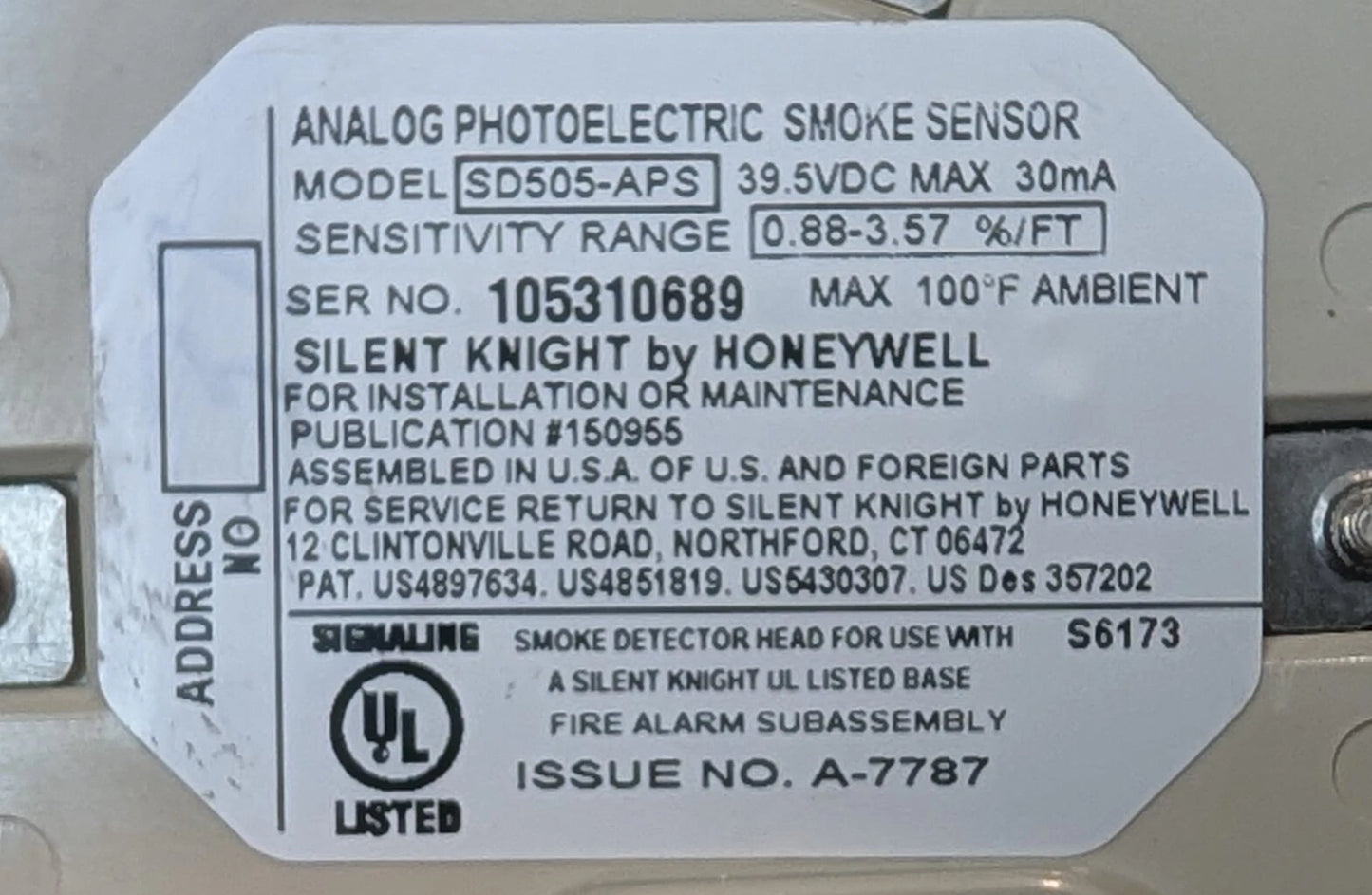Silent Knight SD505-APS Smoke Detector (Refurbished - 90 Day Warranty)