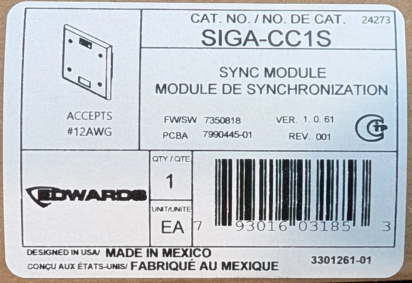 EDWARDS EST SIGA-CC1S Sync Module