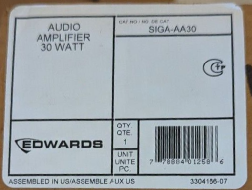 Edwards EST SIGA-AA30 Audio Amplifier