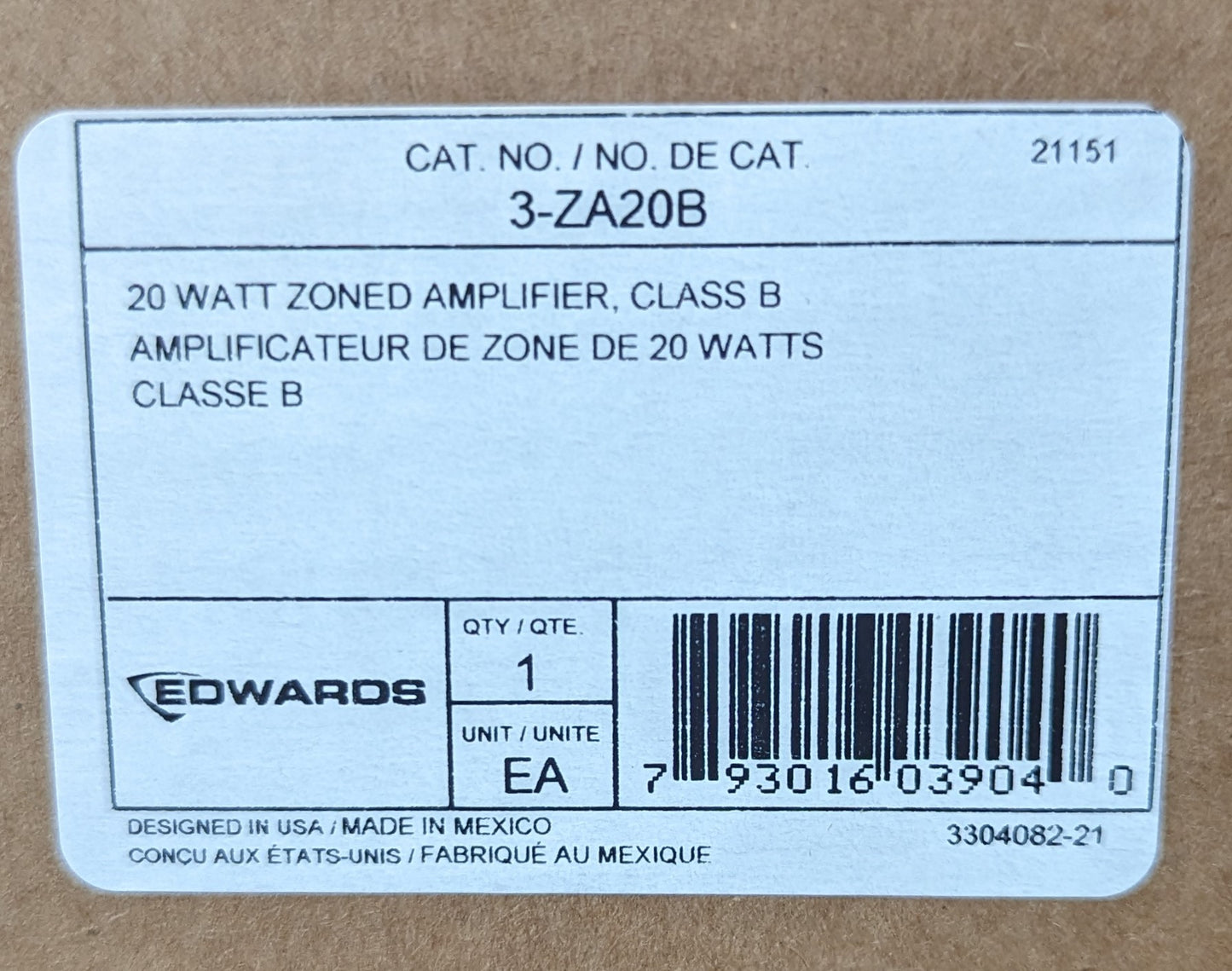 Edwards 3-ZA20B Audio Amplifier