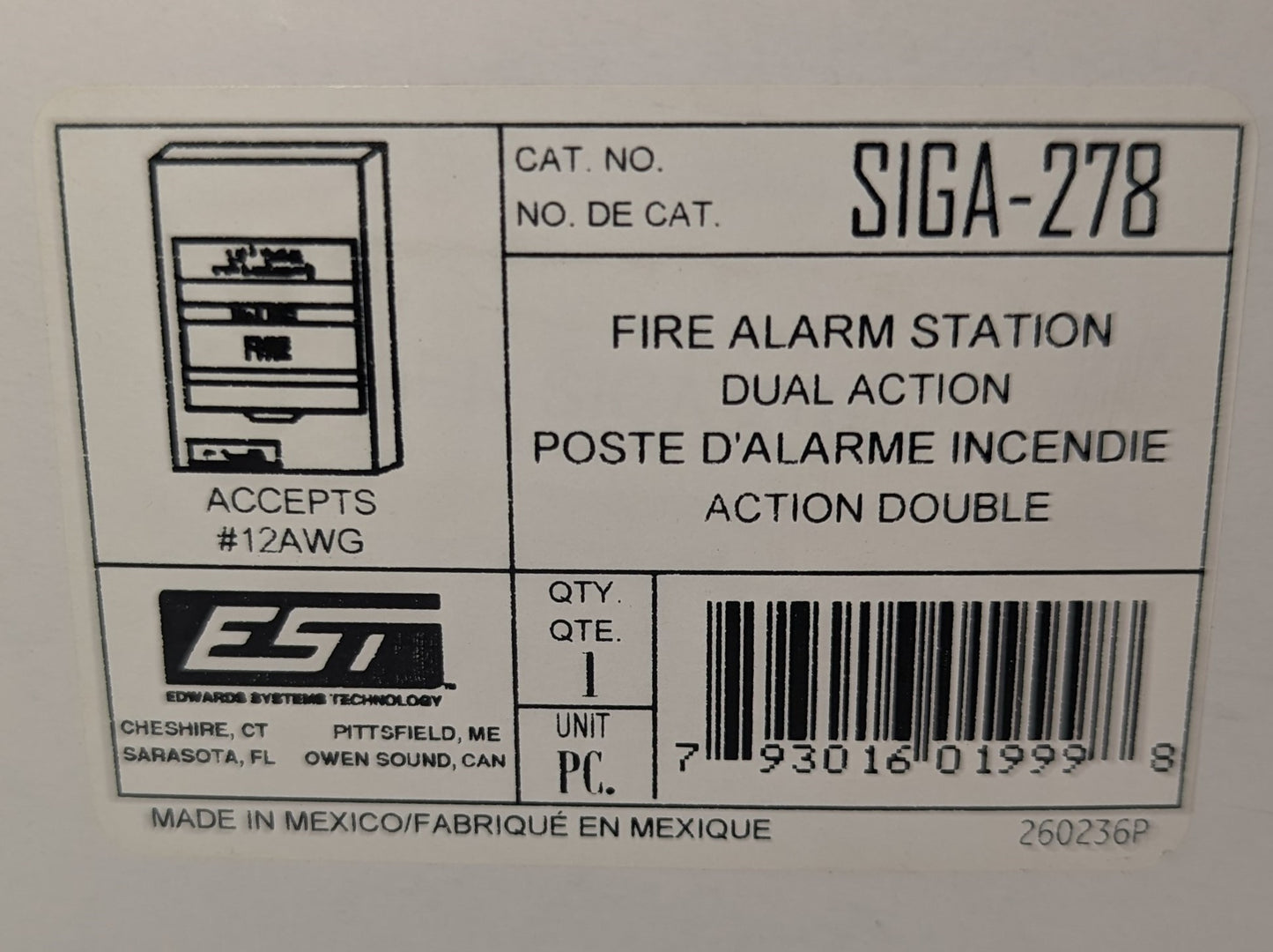 Edwards EST SIGA-278 Pull Station