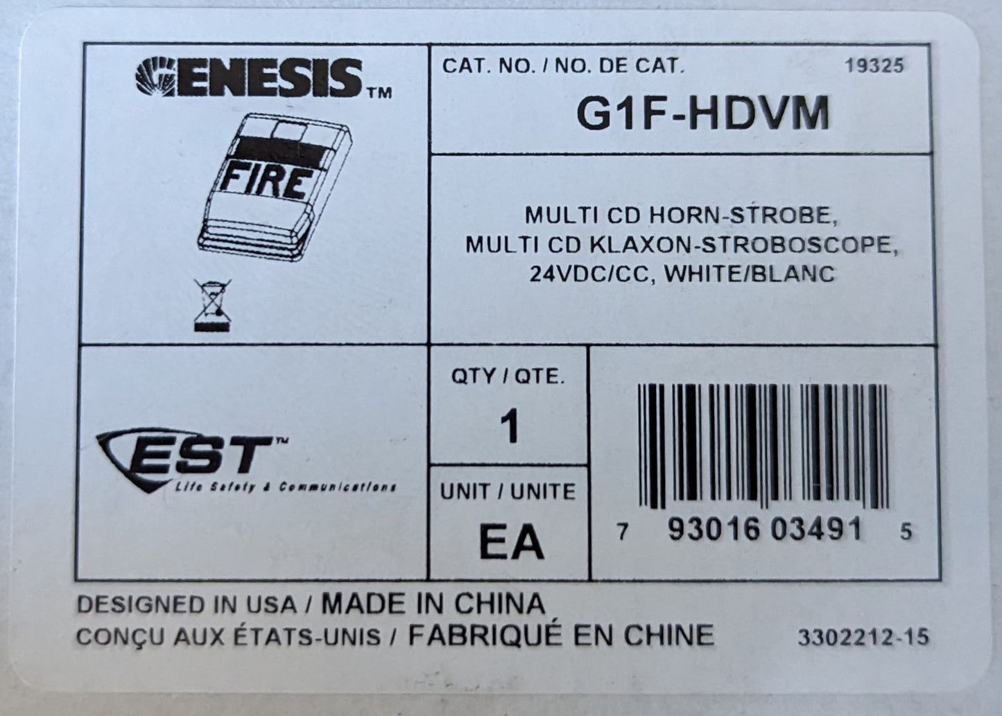 Edwards Genesis G1F-HDVM Speaker Strobe