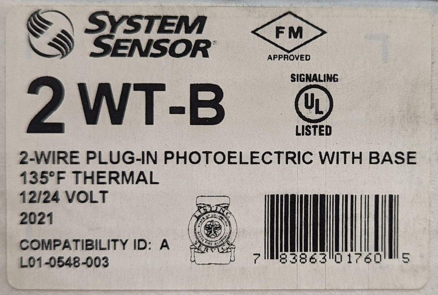 System Sensor 2WT-B Smoke and Heat Detector