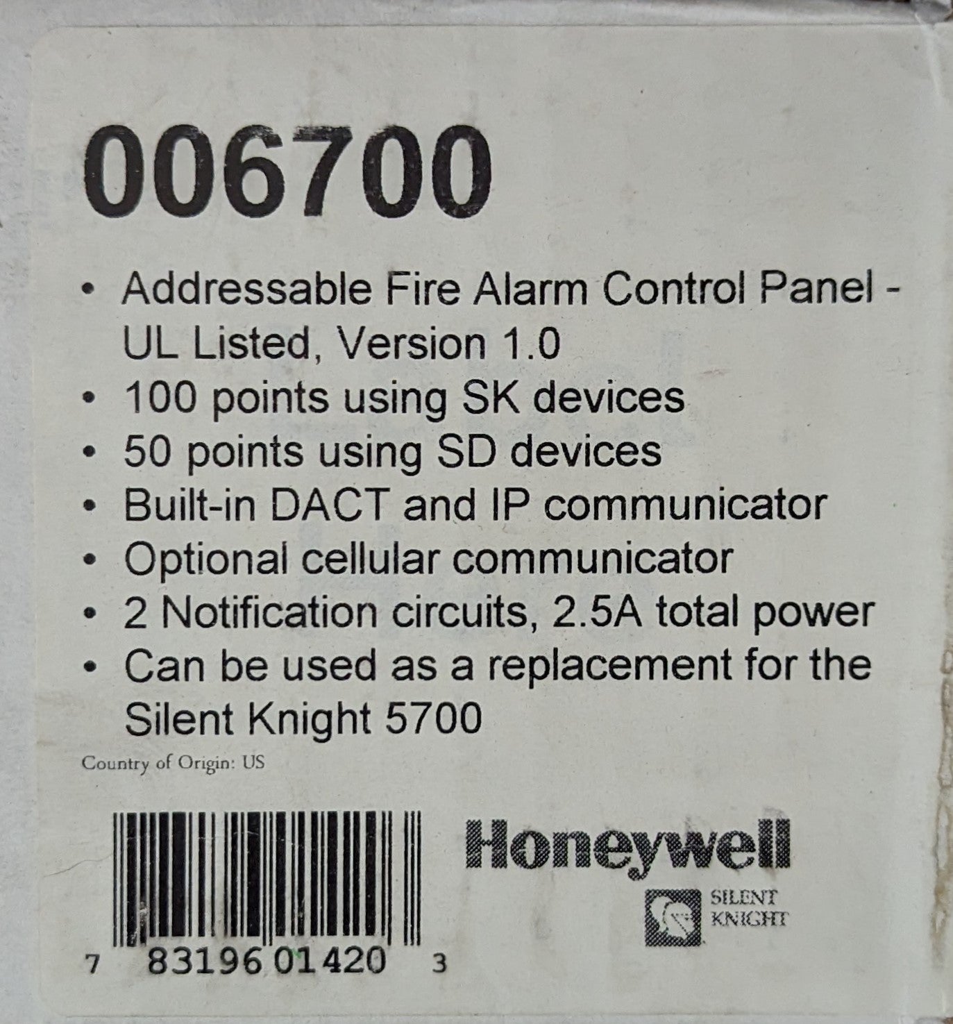 Silent Knight SK-6700 Fire Alarm Control Panel