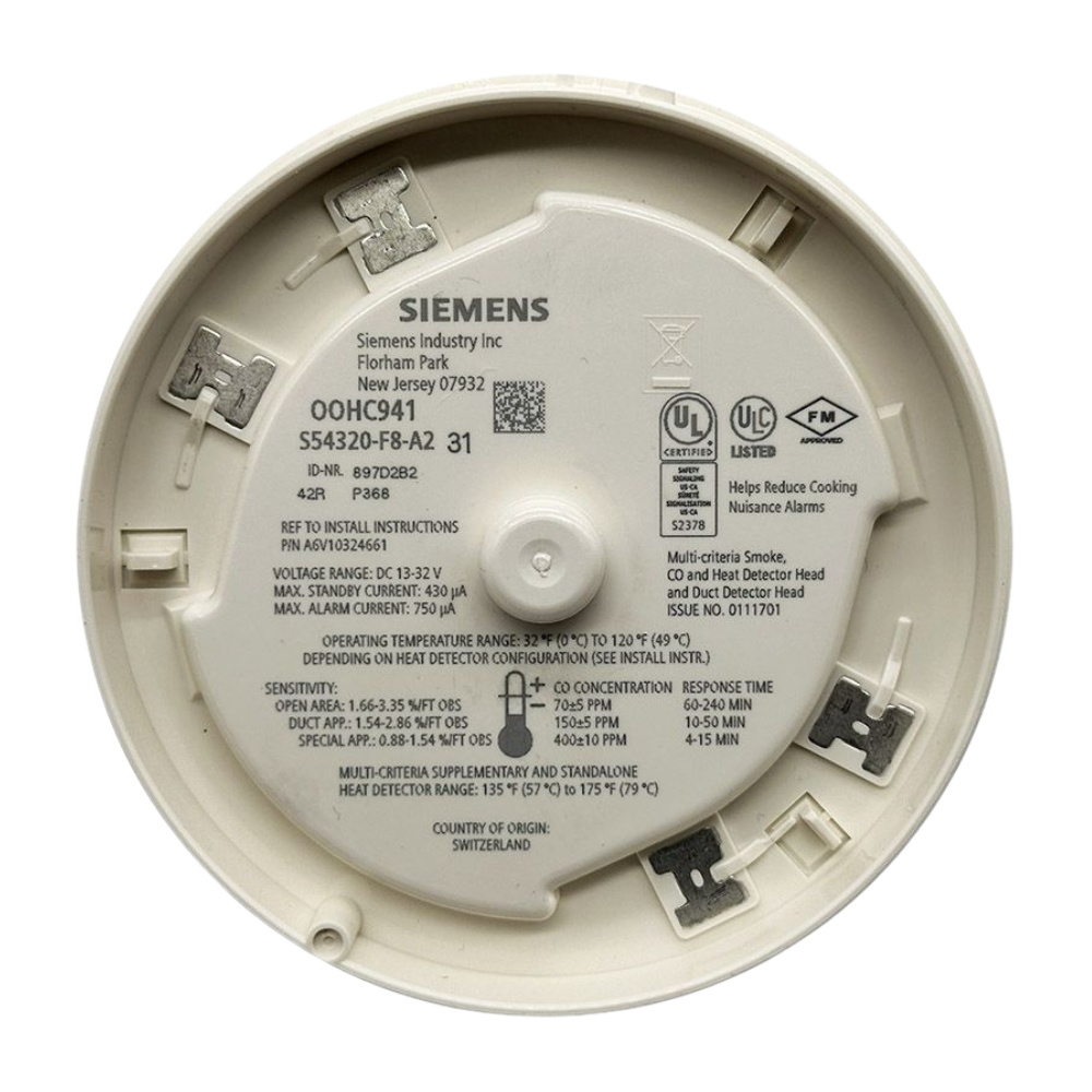 Siemens OOHC941 Dual Optical/Heat/CO Detector