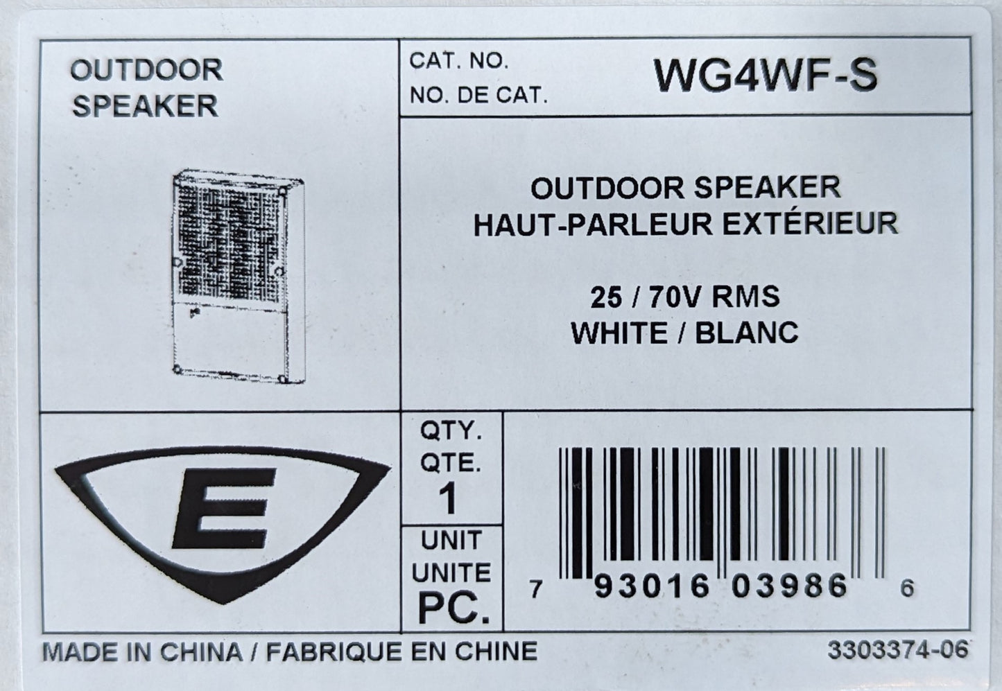 Edwards WG4WF-S Fire Alarm Speaker