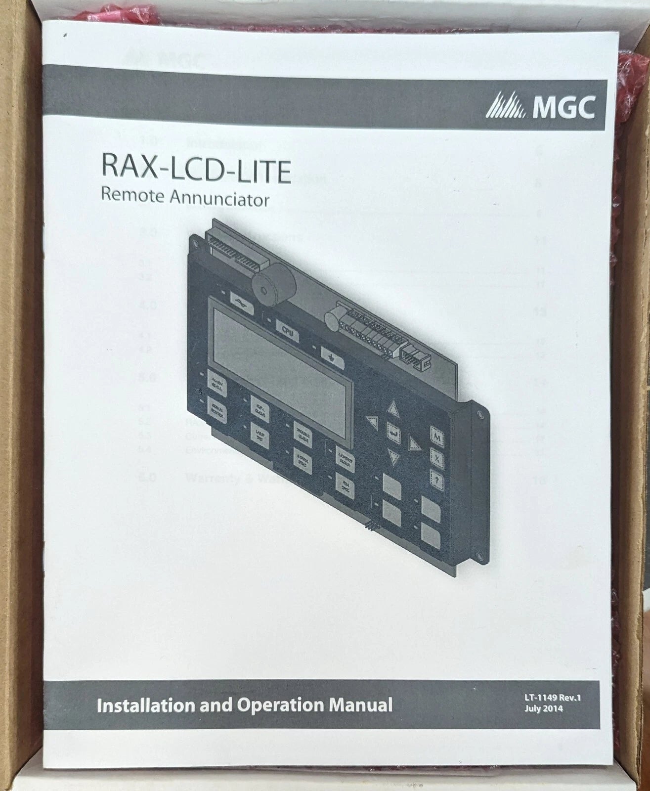 Mircom RAX-LCD-LITE Remote LCD Annunciator