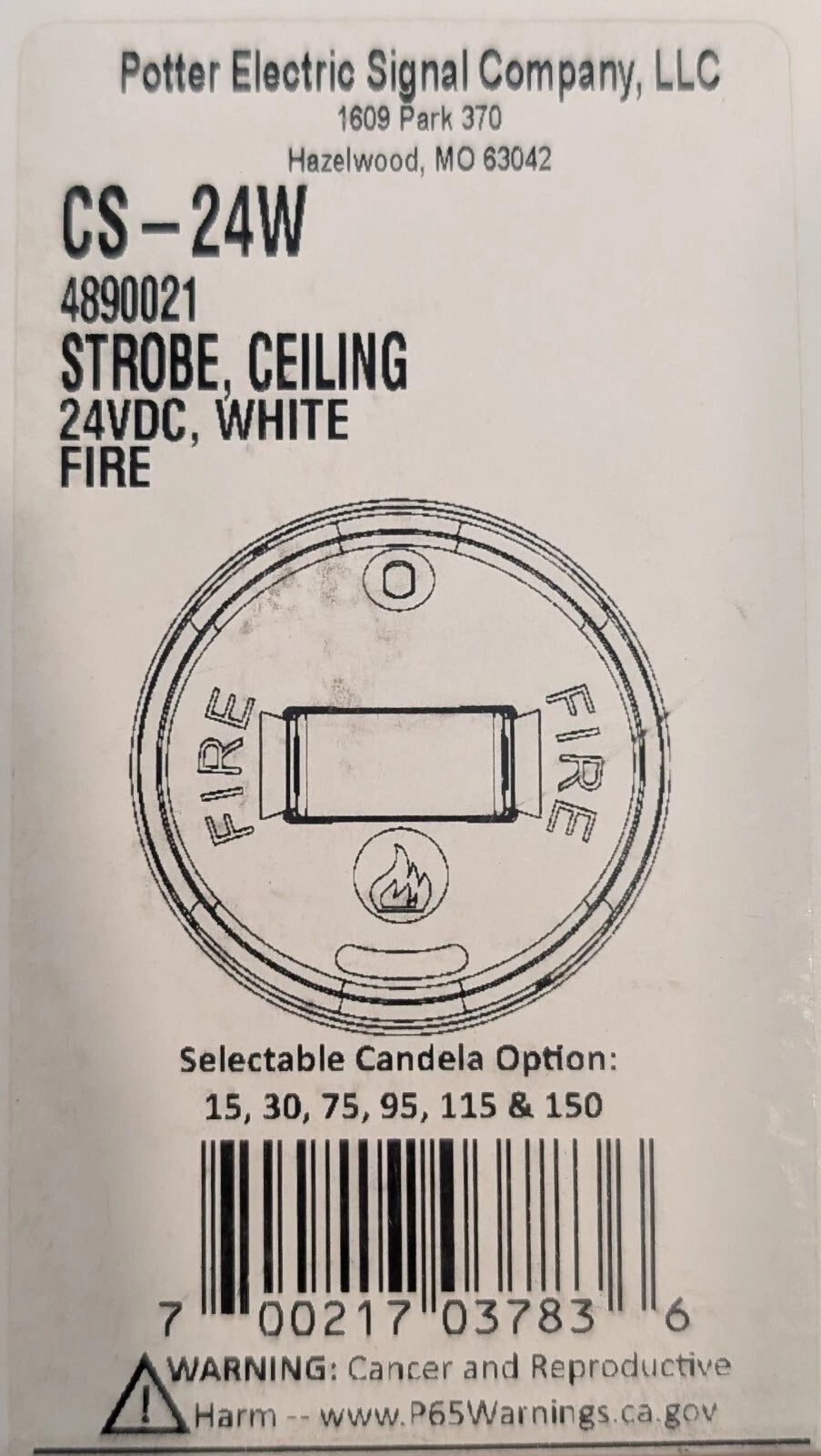 Potter CS-24W Ceiling Strobe