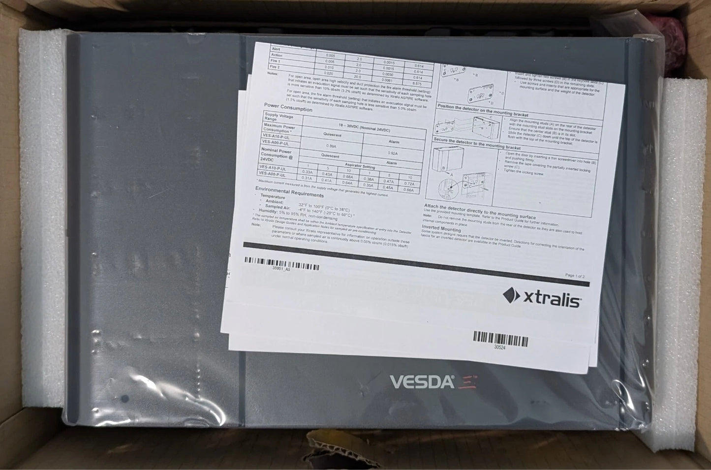 VESDA VES-A10-P-UL Smoke Detector